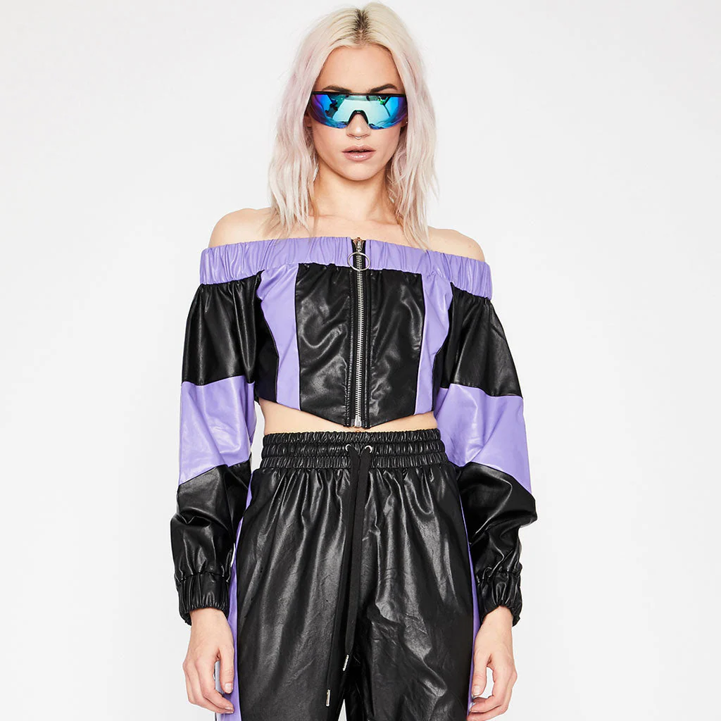 Colorblock Zip Crop TopClistos
