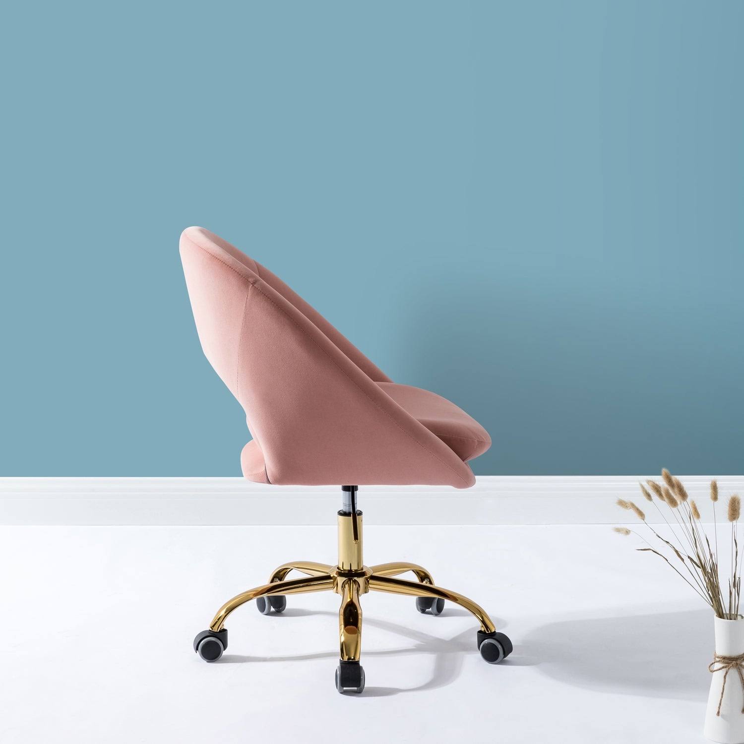 Savas Height Adjustable Swivel Task Chair with Gold Base - Charcoal