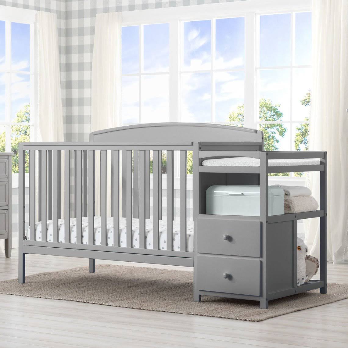 Delta Children Royal 4-in-1 Convertible Baby Crib and Changer, Grey