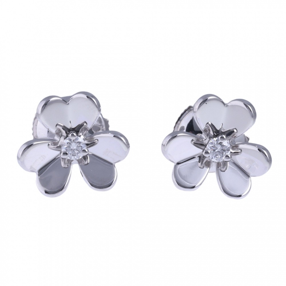 Van Cleef & Arpels Frivole Earrings 18K White Gold Diamond VCARPOJ600