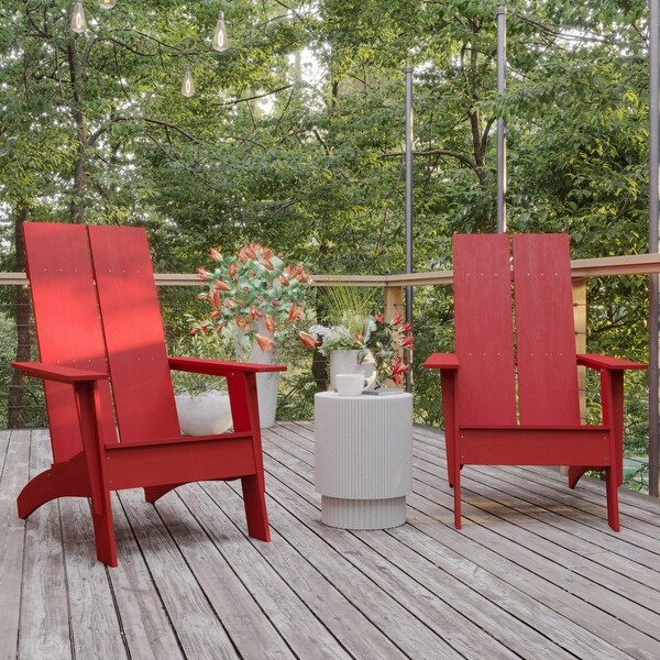 Modern Dual Slat Back Adirondack Style Chairs (Set of 2)