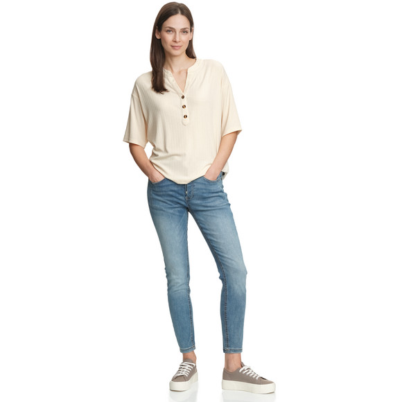 Gina Collection Damen T-Shirt mit Strukturstreifen