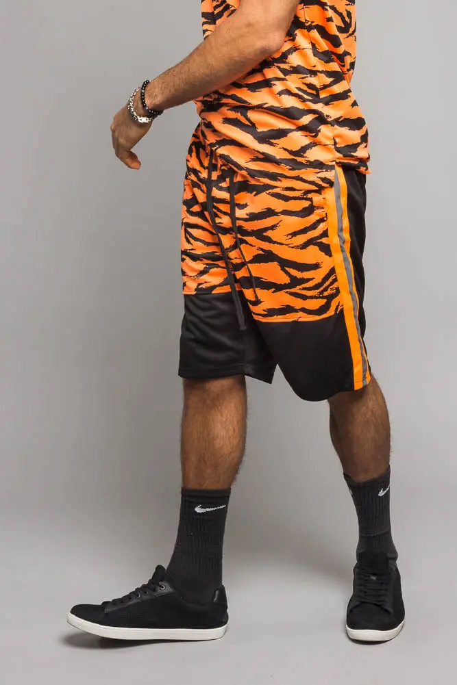 Reflective Tiger Stripe Lounge Set – High-Visibility Athletic-Inspired Fleece Two-Piece