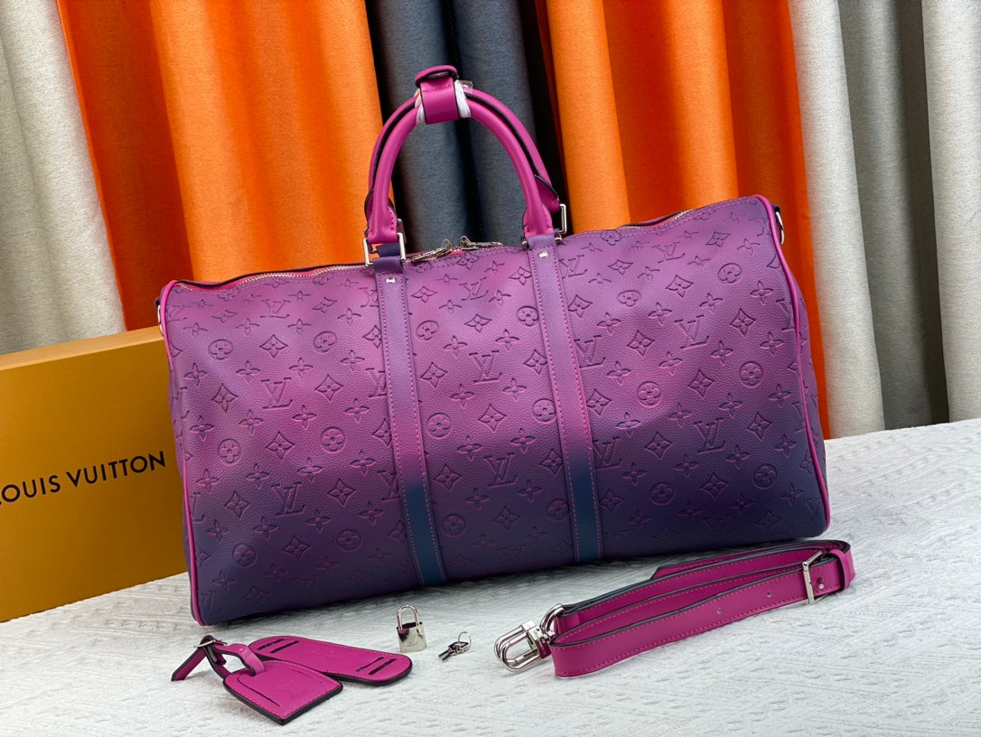 Louis Vuitton Keepall Bandouliere 50Cm Blue And Pink