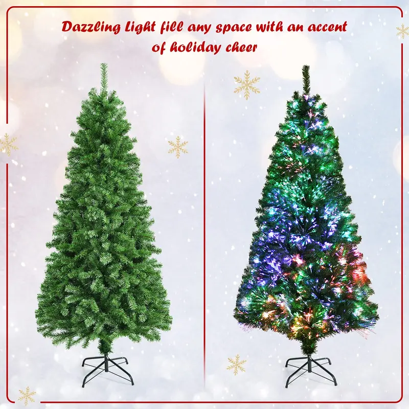 Pre-Lit Fiber Optic Artificial Christmas Tree – Premium Spruce Style with Sturdy Metal Stand