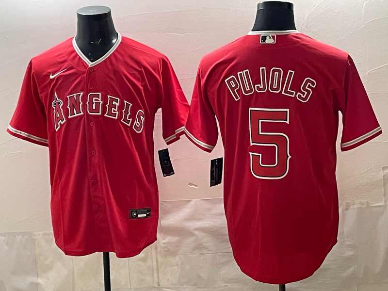 Men's Los Angeles Angels Albert Pujols #5 Red Alternate Replica Player Name Jersey