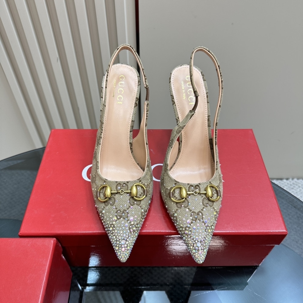 Gucci Women’S Horsebit Pump Gg Canvas Beige And Dark Brown