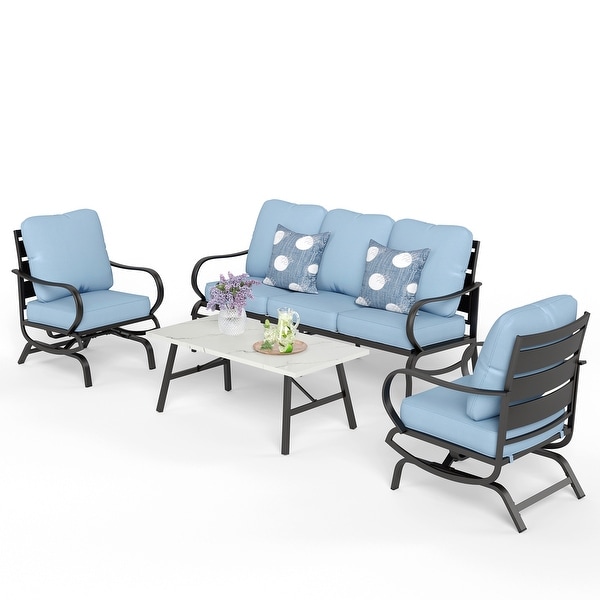 MAISON ARTS 5/7Seat Patio Conversation Set,Sofa Set with 2 x Single Sofa Chairs,1 x 3seater Sofa and Coffee Table/Ottomans