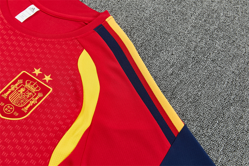 Spain Short Sleeves Training Suit Red-Two Stars 3