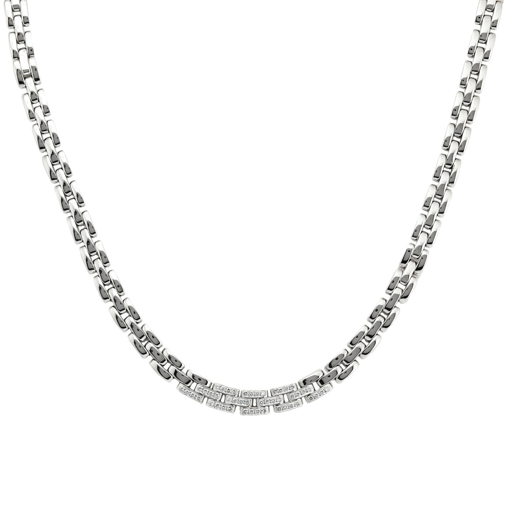 Cartier Mayon Pantale Necklace 18K White Gold Diamond