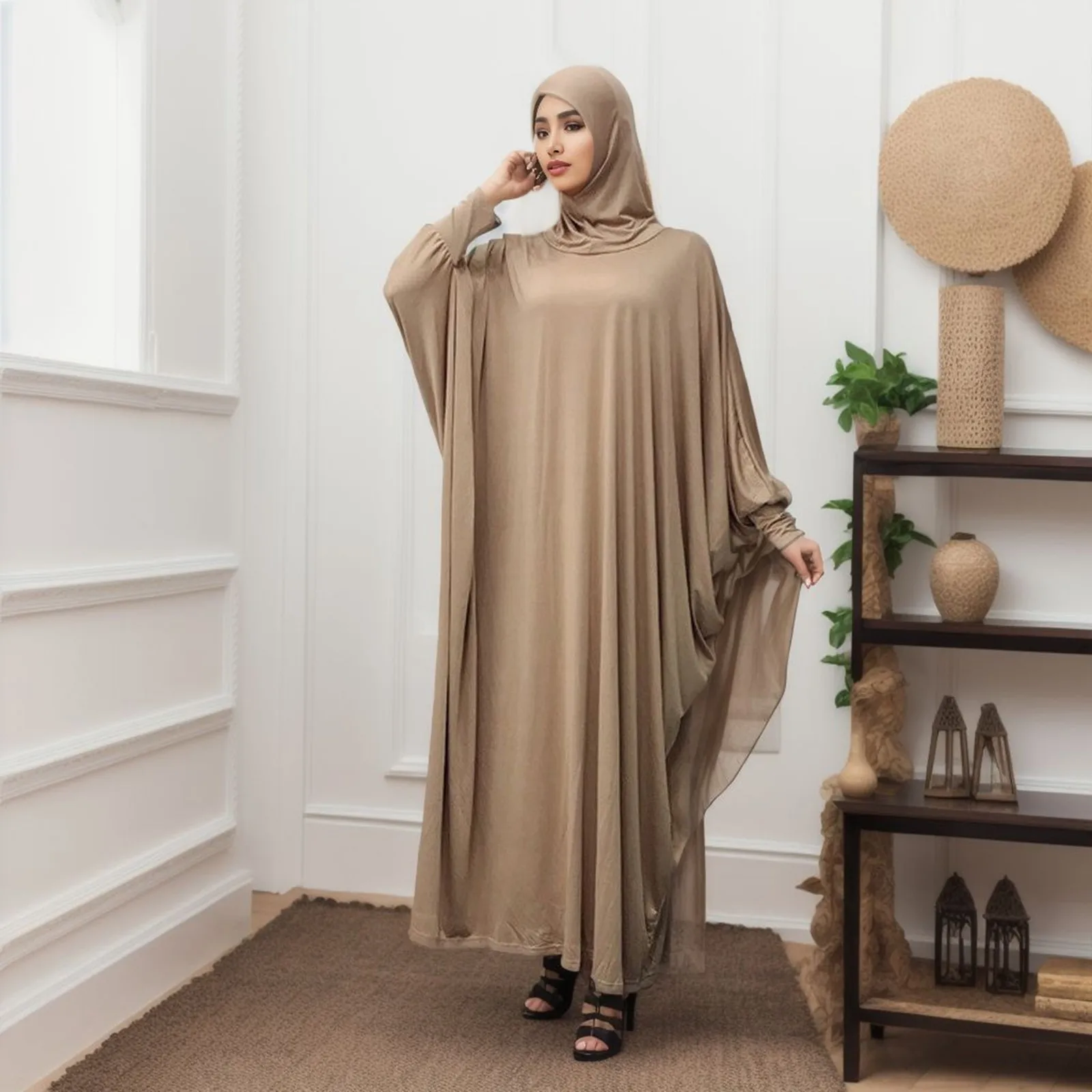 Batwing Sleeve Abaya Maxi DressClistos