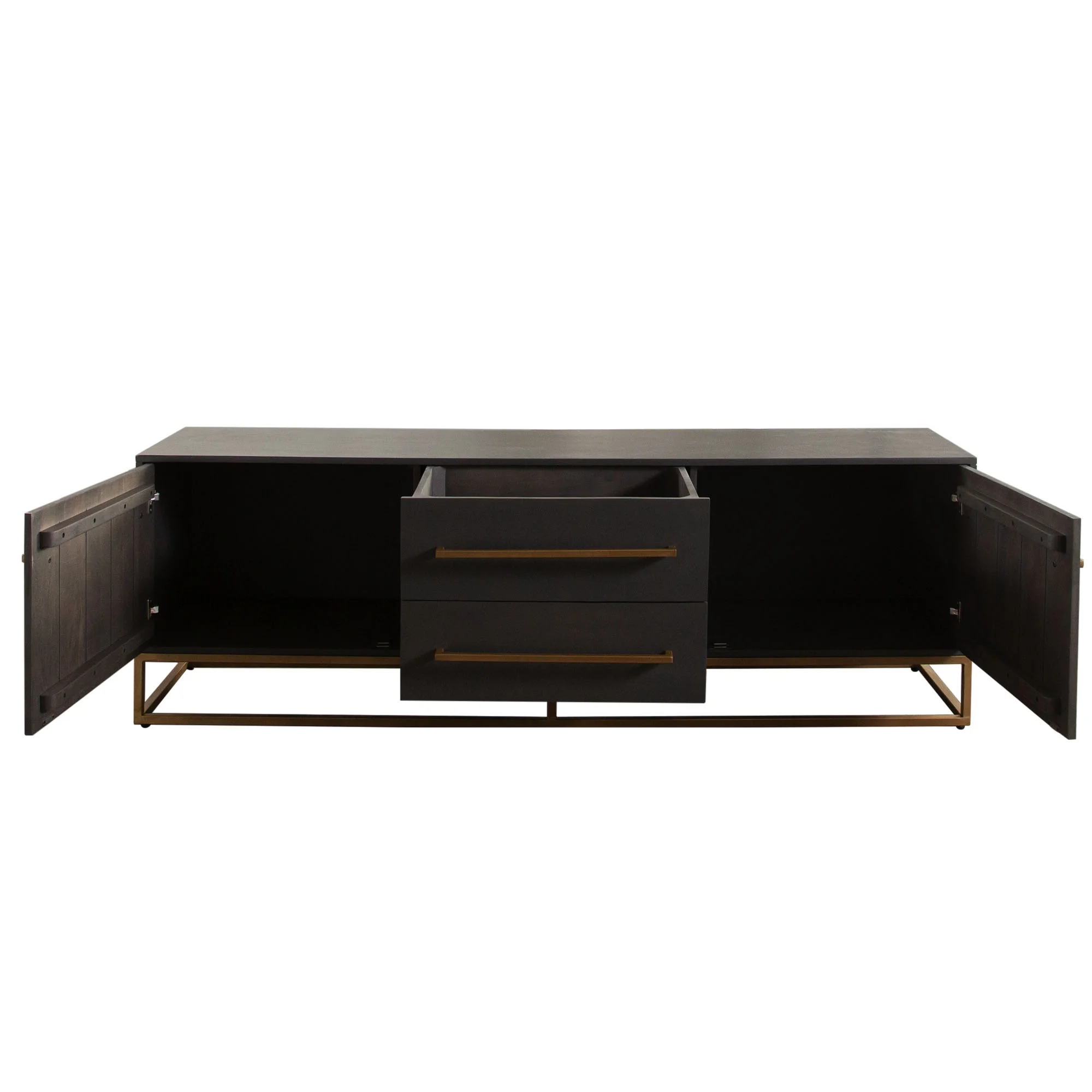 Diamond Sofa ENCORETVGO 76 x 18 x 24 in.Encore Solid Mango Wood 2-Door & 2-Drawer Entertainment Cabinet, Grey Oak