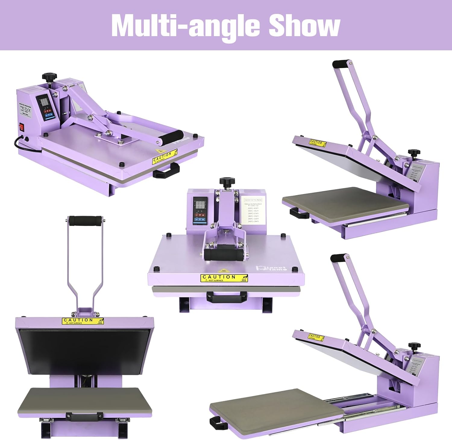 Heat Press 15x15 inch Industrial Quality Sublimation Heat Press, Slide Out Heat Transfer Machine for T-Shirt, Purple