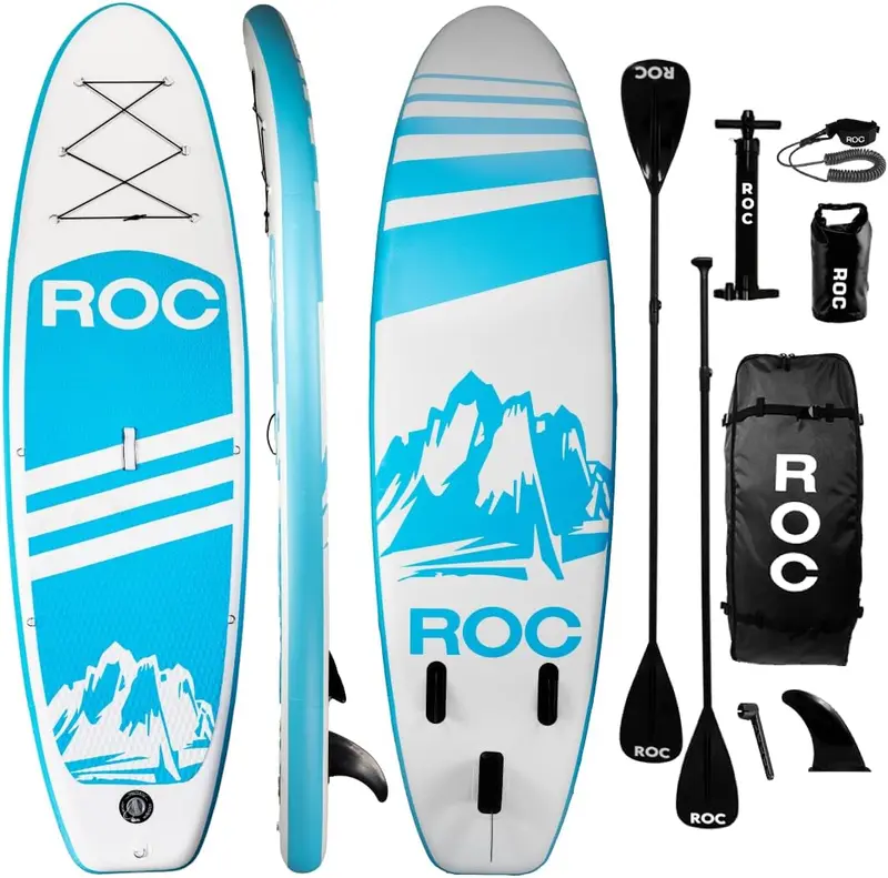 Roc All-in-One Inflatable SUP Kit – Includes Paddle, Pump, Fins & Carry Bag
