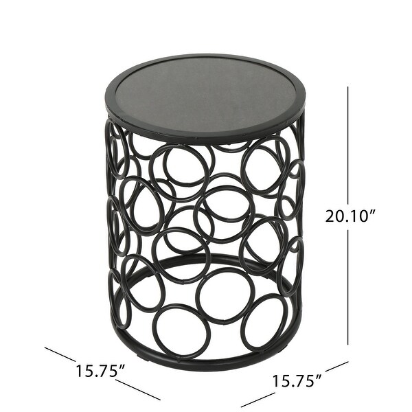 Black Small and Lightweight Ceramic Tile Side Table with a Powder Coated Iron Frame 15. 75 x 15. 75 x 20. 10 Inch