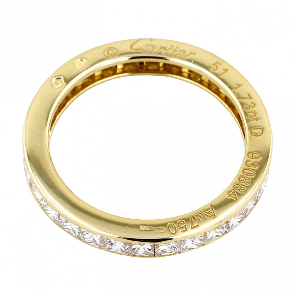 Cartier Princess Cut / Full Eternity K18YG Yellow Gold Ring Diamond