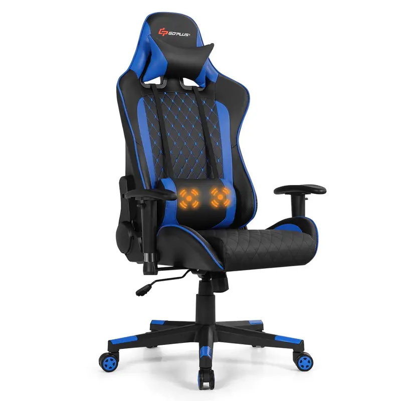 Racing-Style Massage Gaming Chair – Ergonomic Reclining Gaming Recliner with Vibration