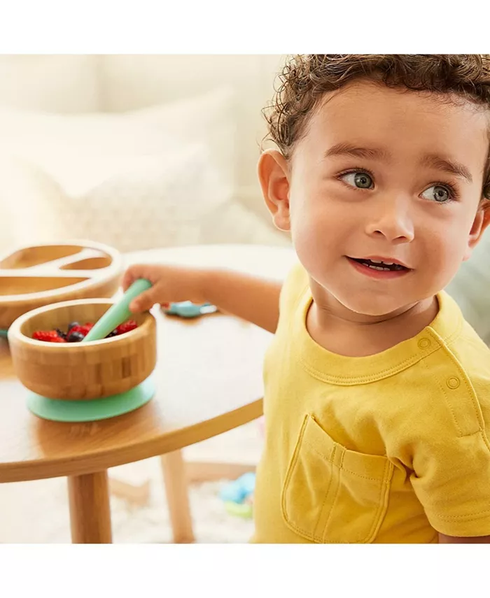 Munchkin Bamboo Stay Put Suction Bowl and Silicone Spoon