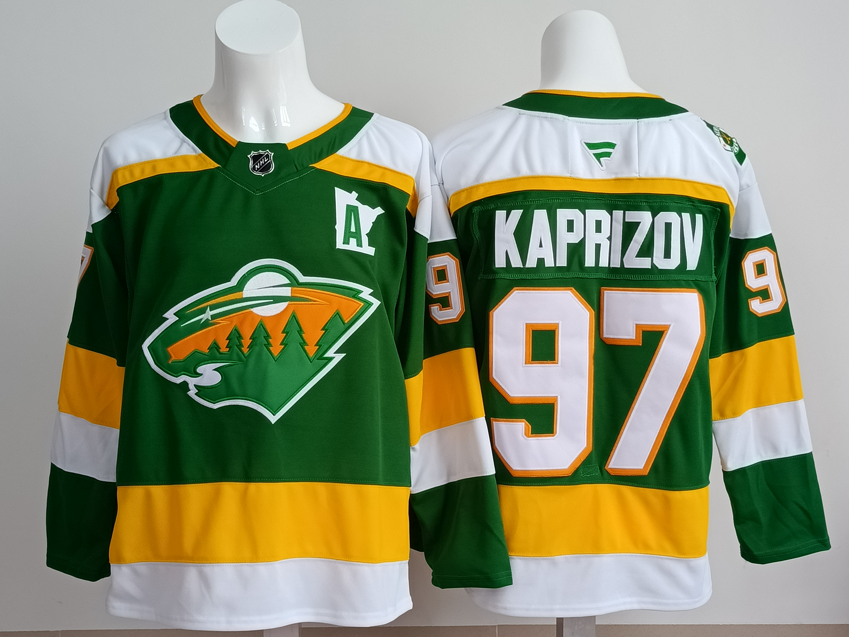 Men's Minnesota Wild Kirill Kaprizov #97 Fanatics Bright Green Retro Version Jersey