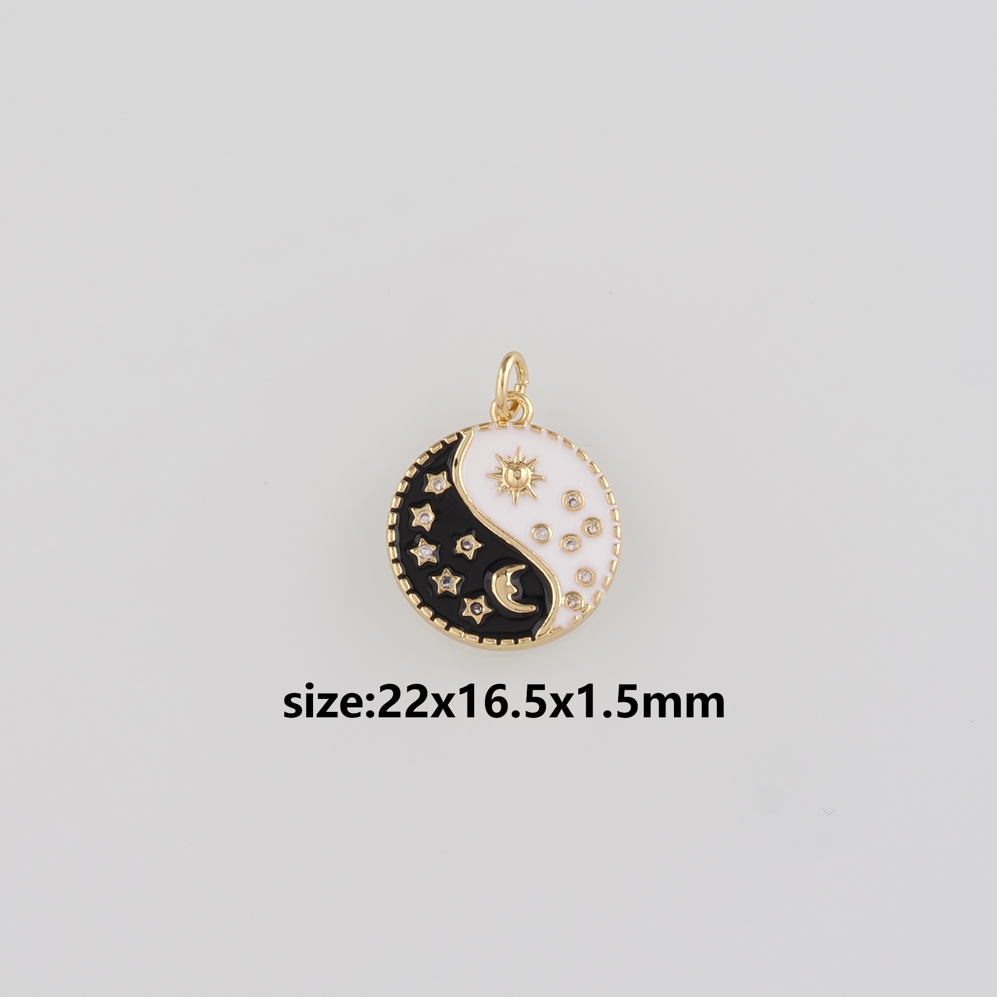 18K Gold Filled Yin Yang Pendant,Enamel Gossip Charm Earrings Necklace for DIY Jewelry Making Supply