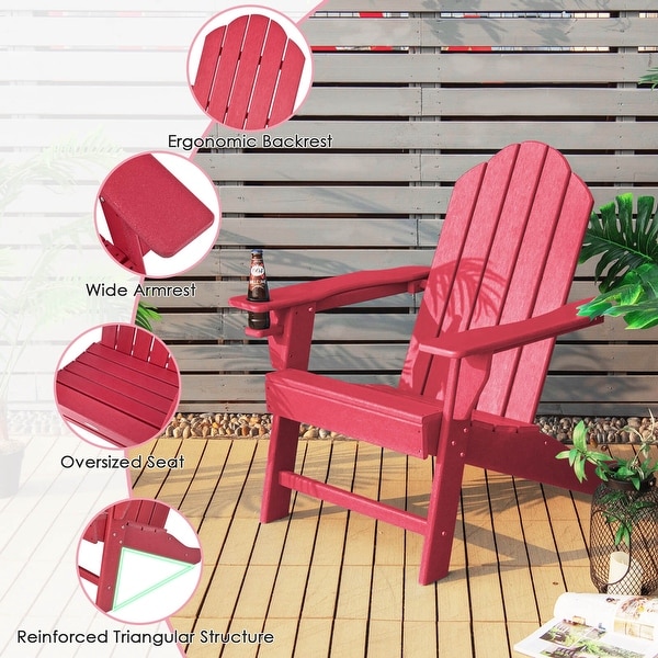 Costway Patio Adirondack Chair Weather Resistant Garden Deck W/Cup