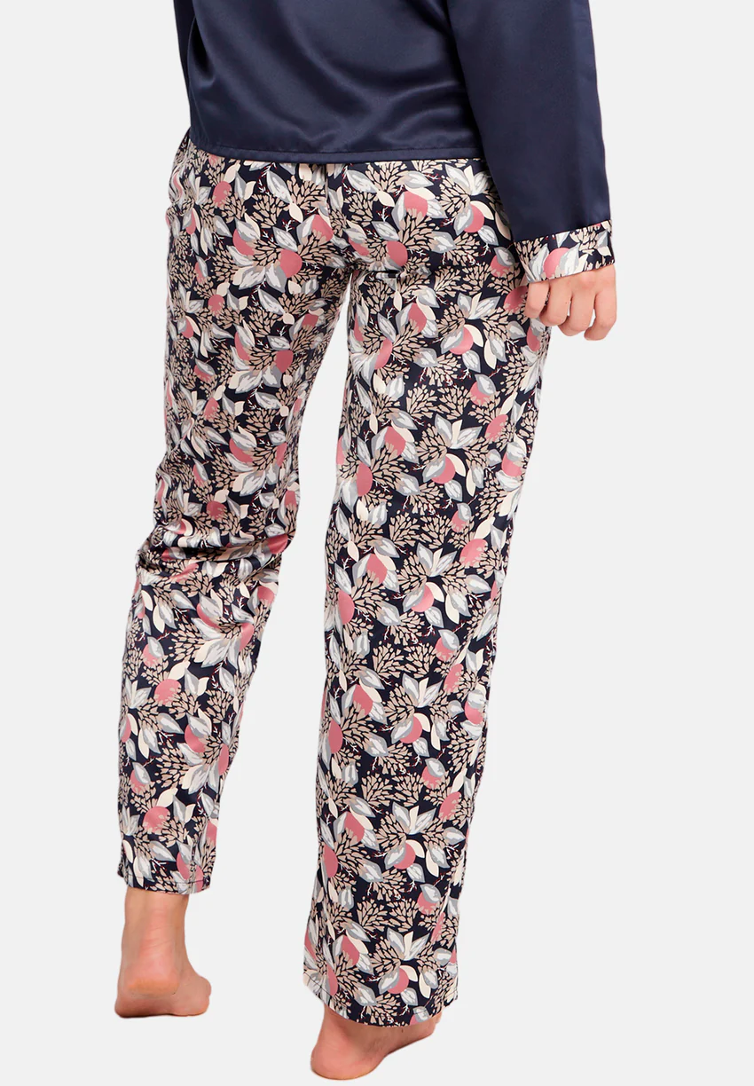 Pantalon Idole Imprime Floral Bleu  Rose