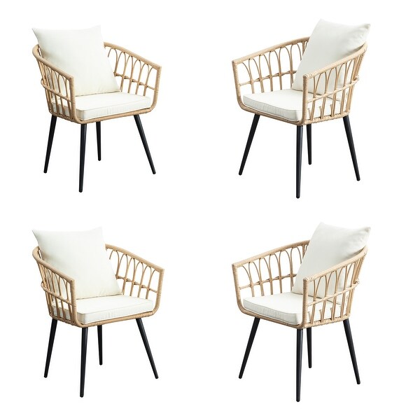 Beige 3 Pieces Rattan Wicker Patio Conversation SetClearance