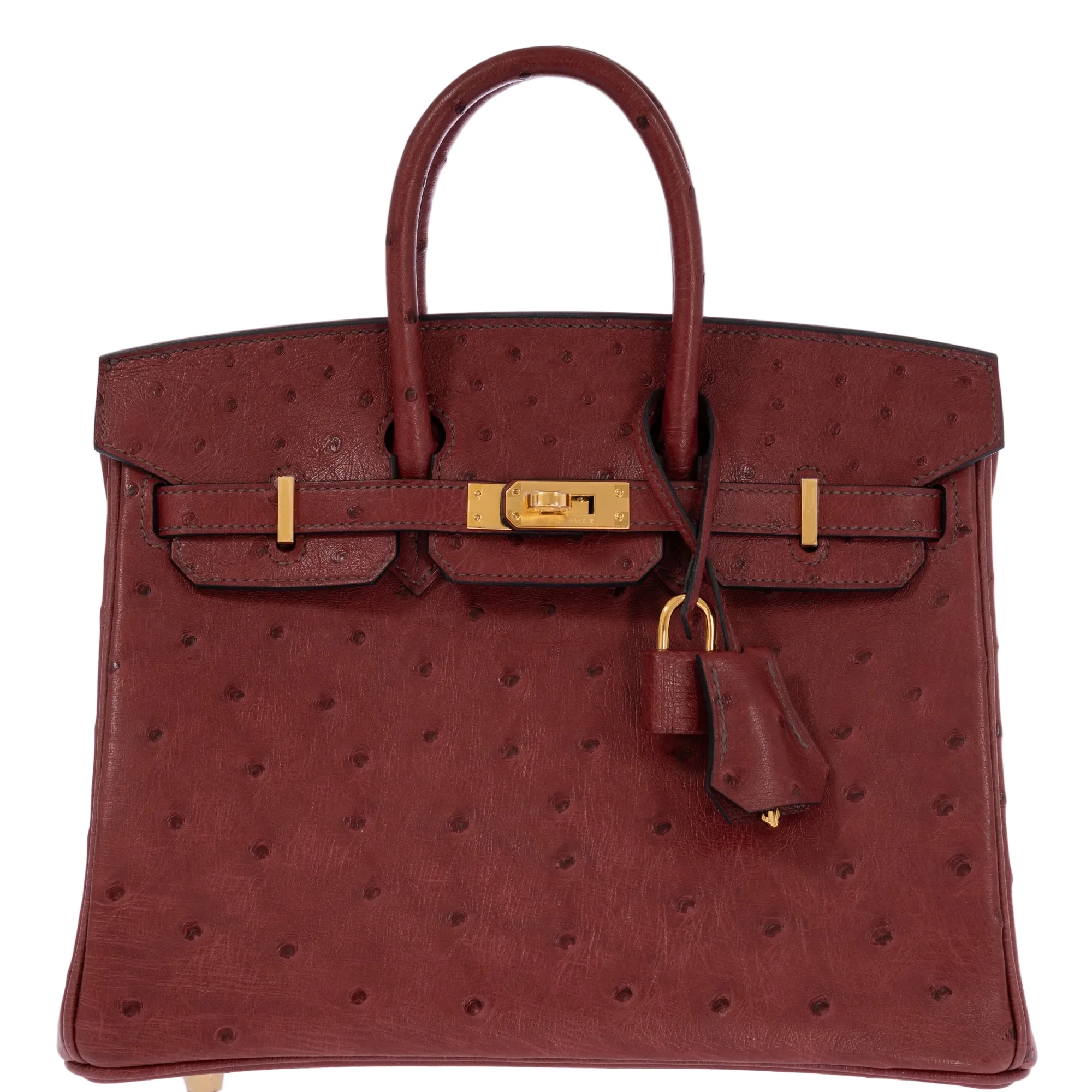 Hermès Birkin 25 Rouge H Ostrich Retourné Gold Hardware