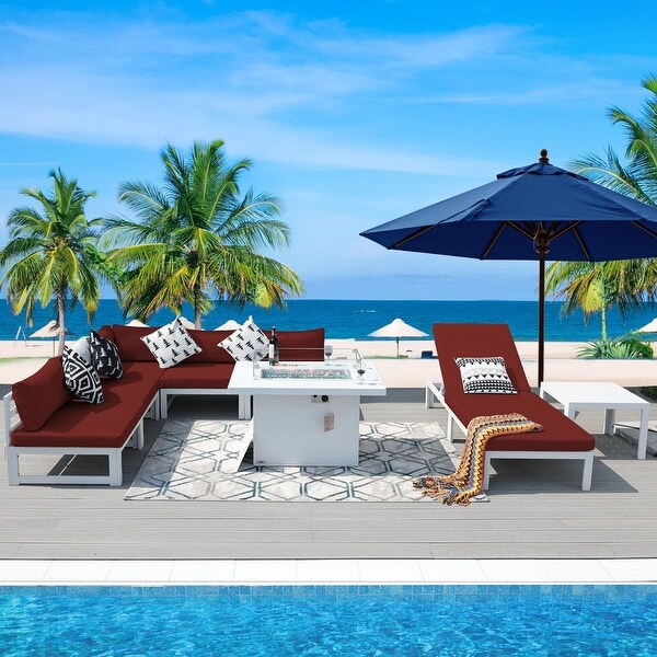Nicesoul White Aluminum Modern Patio Furniture Sectional Sofa Set with Cushion