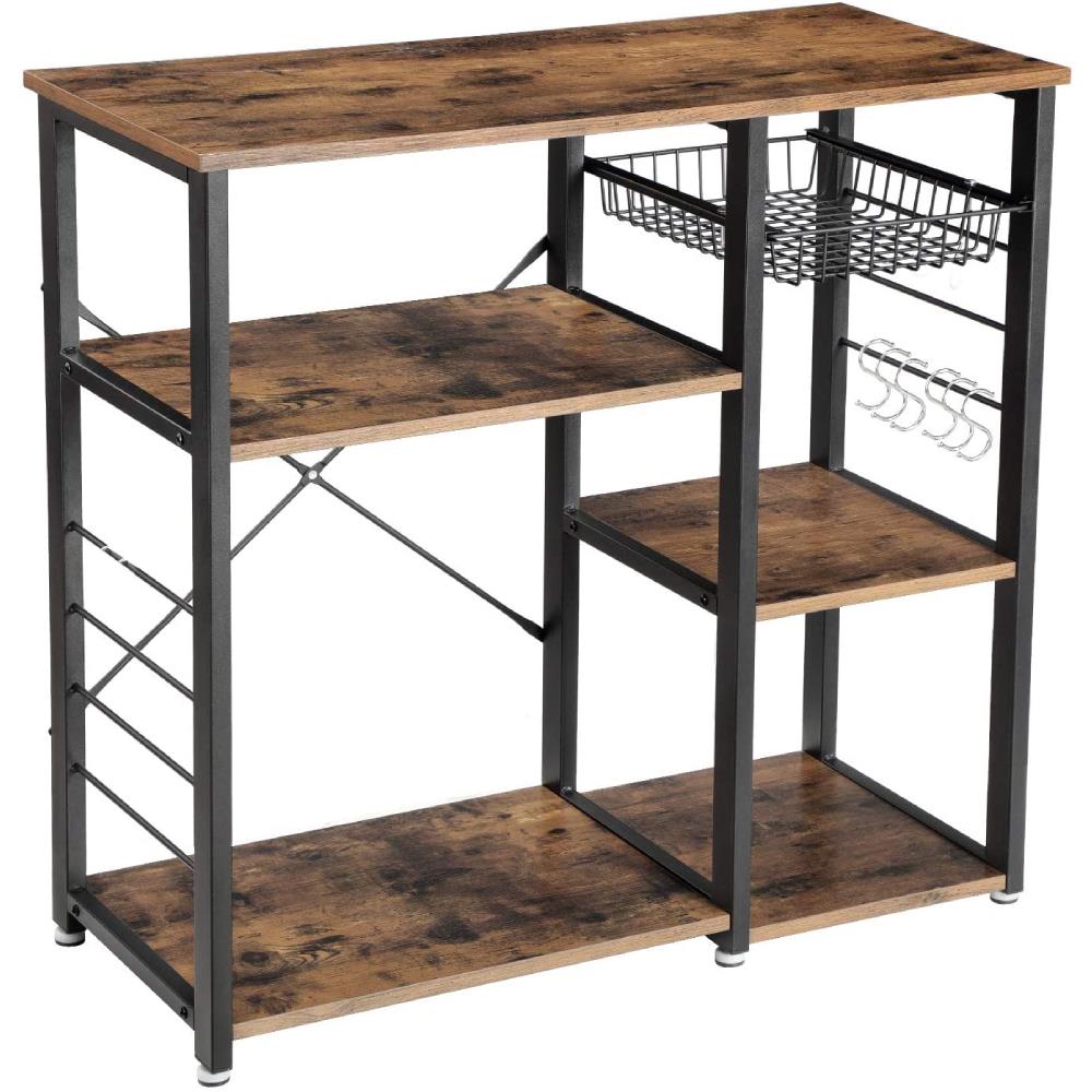 Winado Bakers Rack, Kitchen Utility Storage Shelf, Microwave Oven Stand Table, Microwave Cart, Coffee Bar Table, Multi-purpose Workstation,  Kitchen Organizer, Rustic Brown