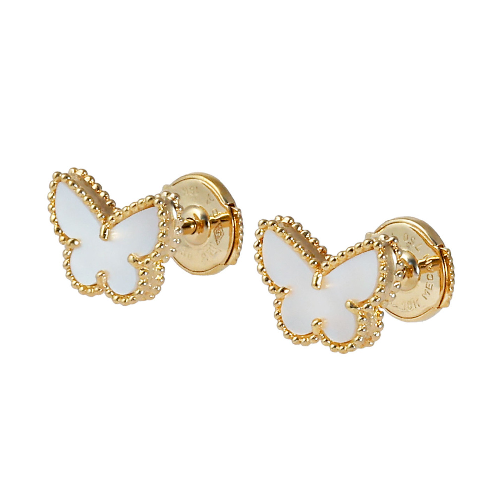 Van Cleef & Arpels Sweet Papillon Earrings 18K Yellow Gold Mother of Pearl VCARN5JM00