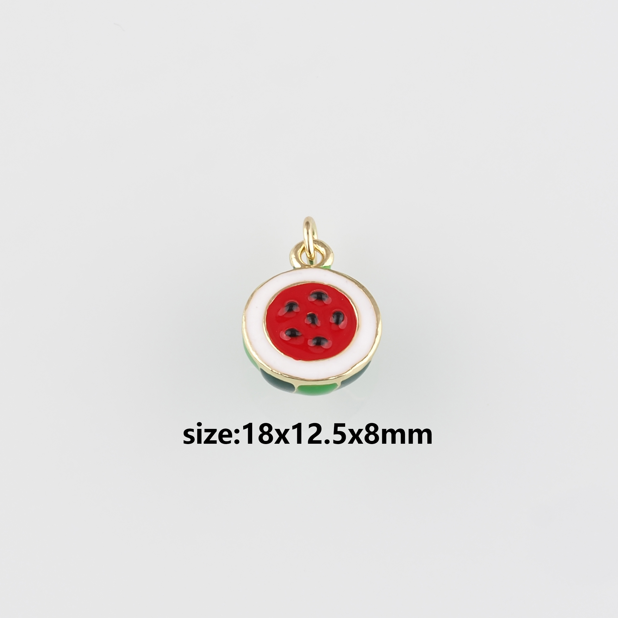 18K Gold Filled Watermelon Pendant,Fruit Charm,Enamel Watermelon Charm Earrings Necklace for DIY Jewelry Making Supply