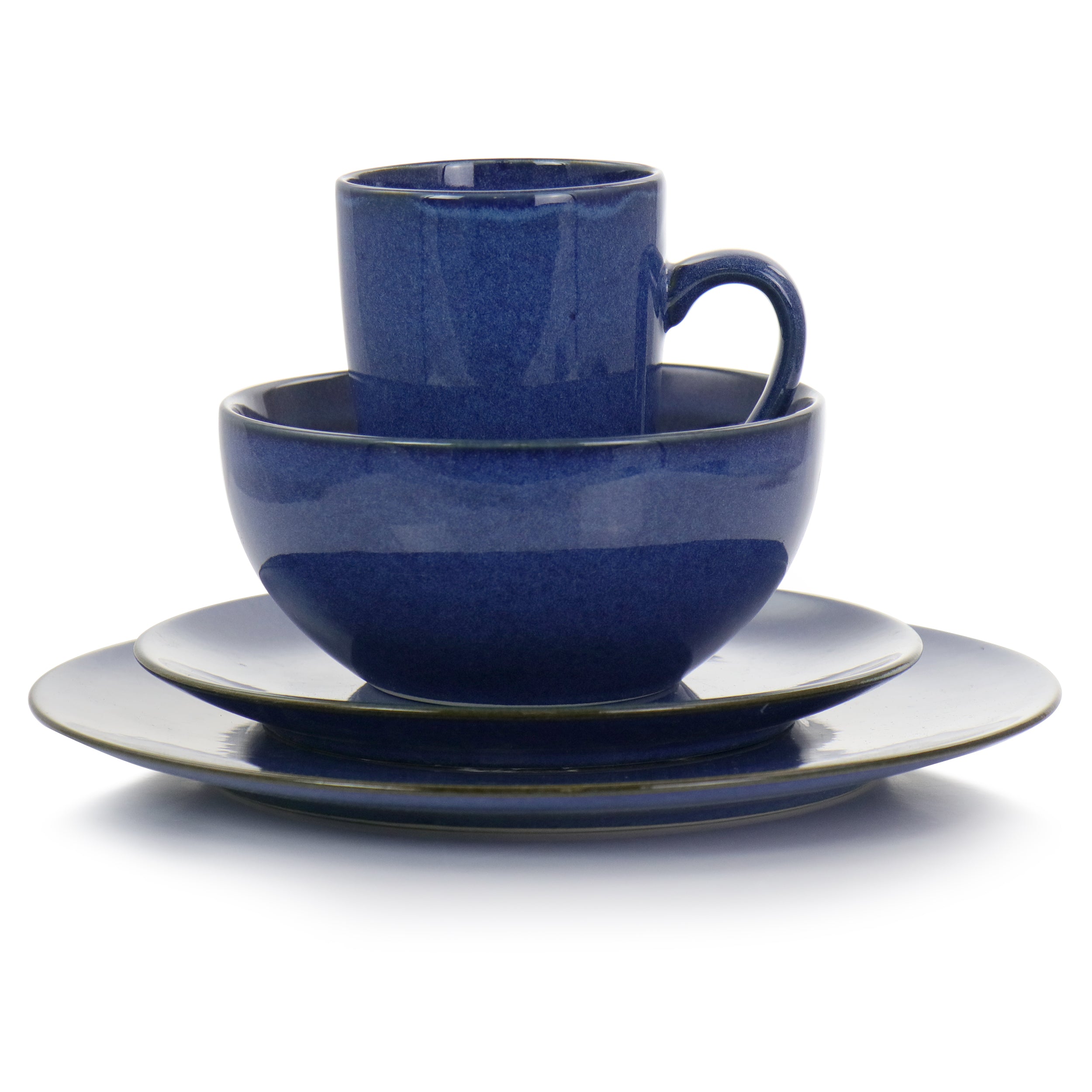 Gibson Elite Lisbon 16 Piece Round Stoneware Dinnerware Set in Cobalt