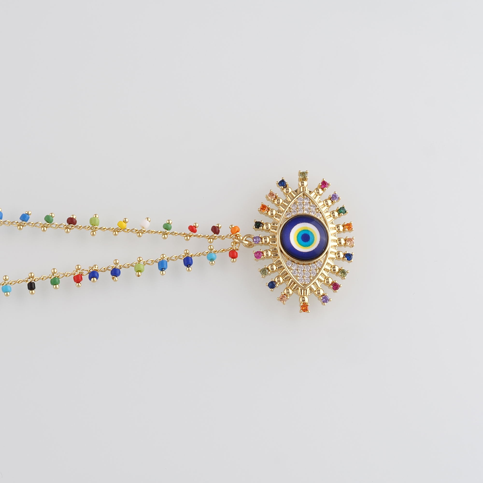 18K Gold Filled Evil Eye Necklace,Beaded Necklace,Minimalist Necklace,Adjustable Necklace