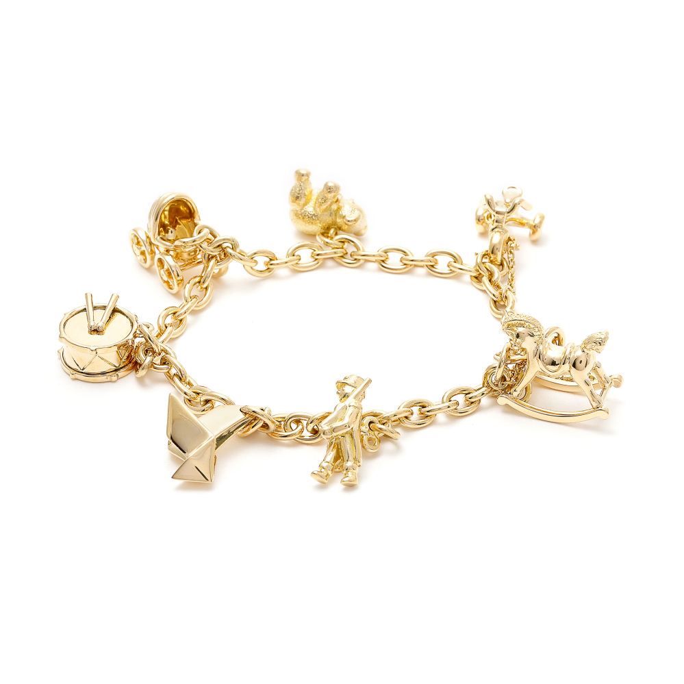 Cartier Charm 7 Motifs K18YG Yellow Gold Bracelet