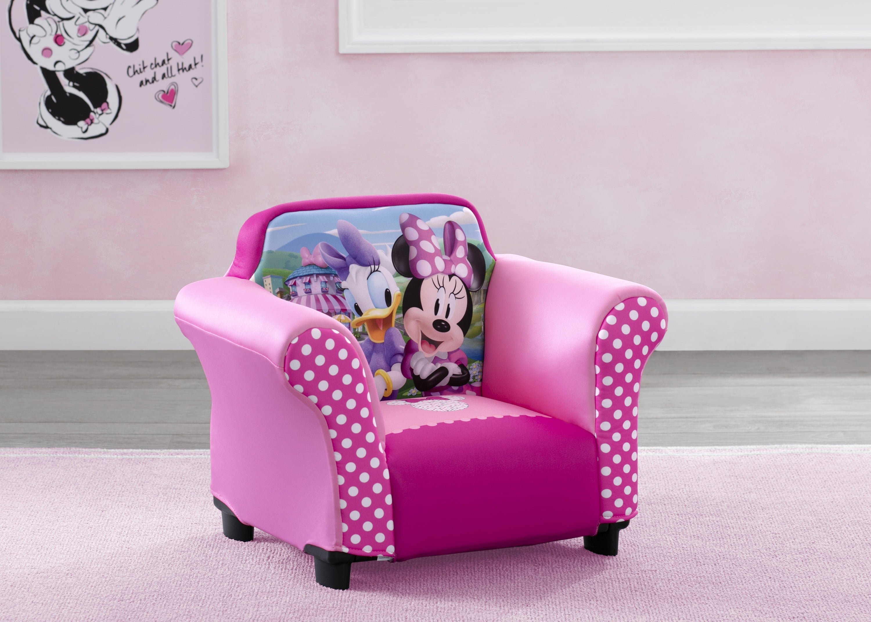 Delta Children Minnie Mouse Kids Upholstered Chair with Sculpted Plastic Frame
