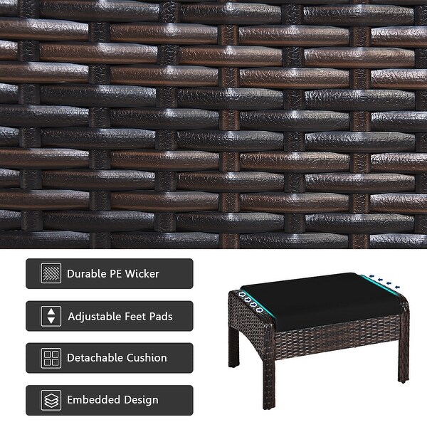 Gymax 5PCS Patio Set Sectional Rattan Wicker Furniture Set w/ Black