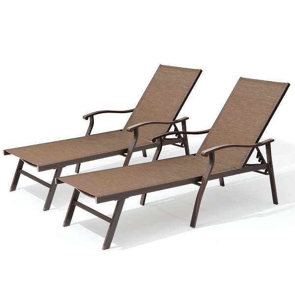Pellebant 2PCS Patio Aluminum Adjustable Chaise Lounge Chair