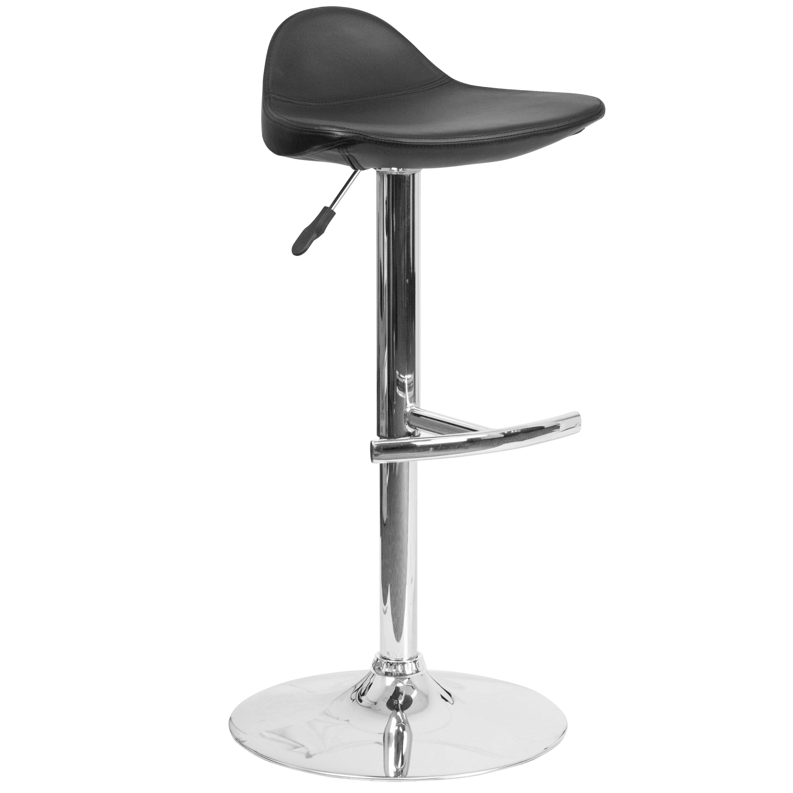 Flash Furniture Contemporary Vinyl Adjustable Height Barstool with Chrome Base - Black
