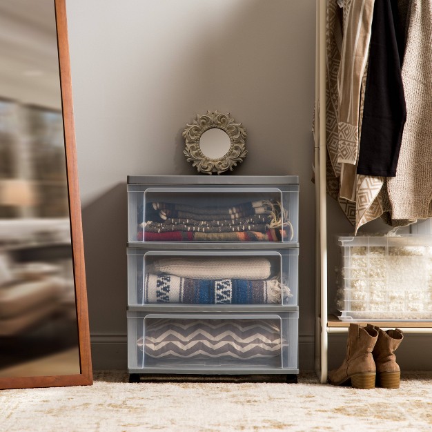 Iris 3 Drawer Storage Cart With Wheels Gray