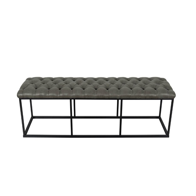 Draper Ottoman With Button Tufting Gray Homepop