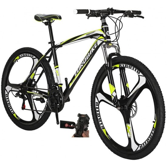 Mountain Bikes X1 27.5 Inches 3 Spoke Wheel 21 Speed Dual Disc Brake Bicycle Blackyellow