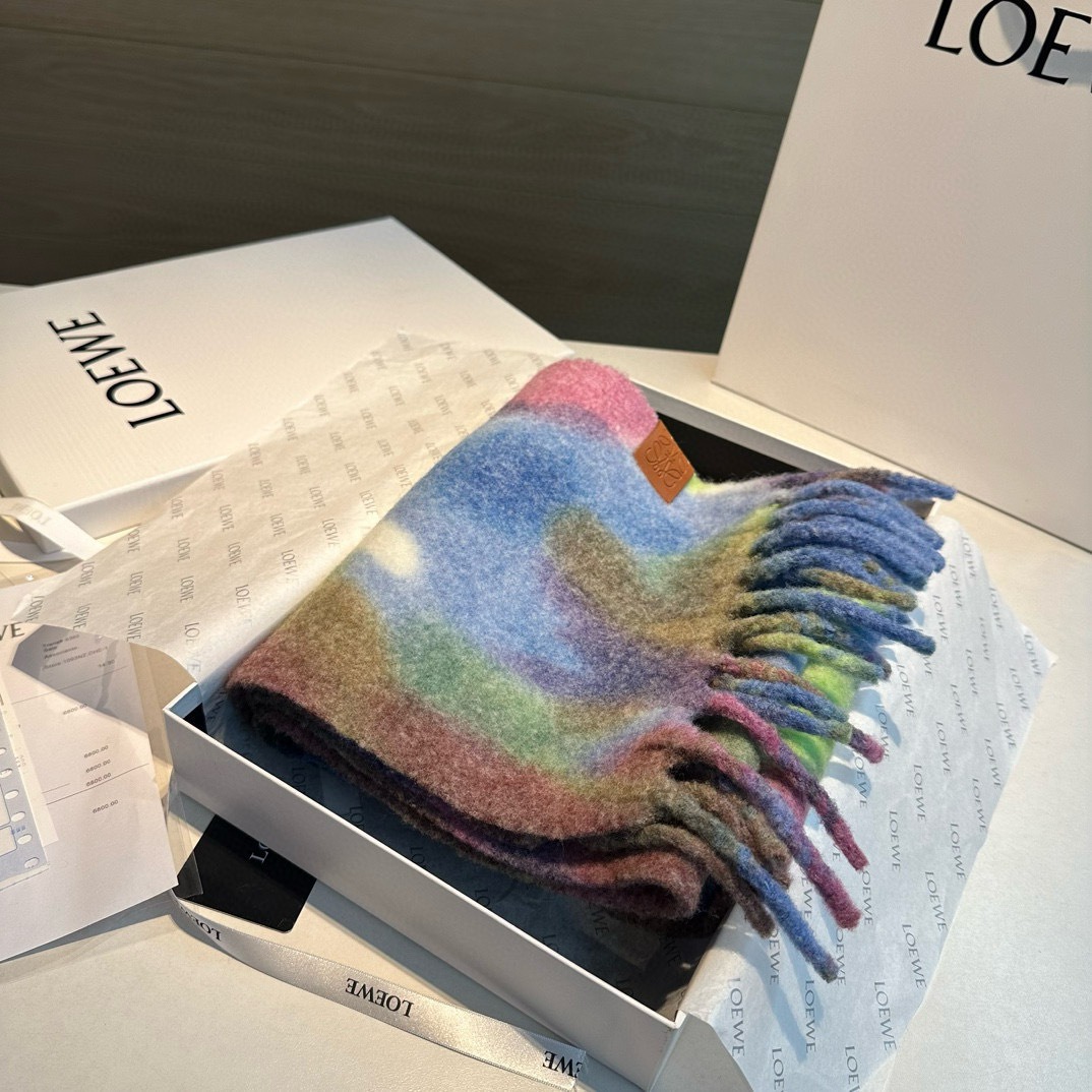 Loewe Mohair Scarf Tie-Dye Multicolor For Women 185cm