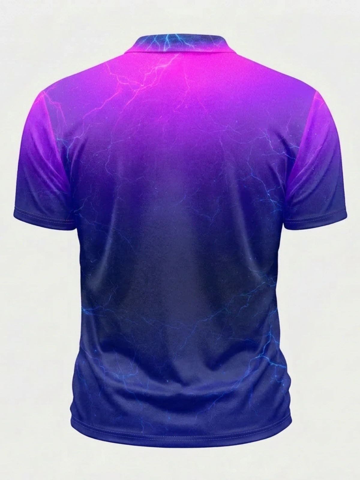 Moisture Wicking Golf Polo 3D Purple Blue Galaxy Lightning Pattern Button Short Sleeve Golf Polo Shirt