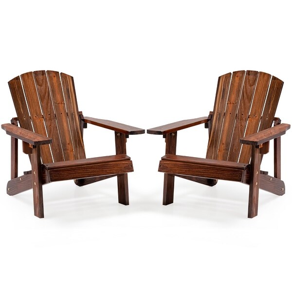 Costway Kid's Adirondack Chair Patio Wood High Backrest Arm Rest 110