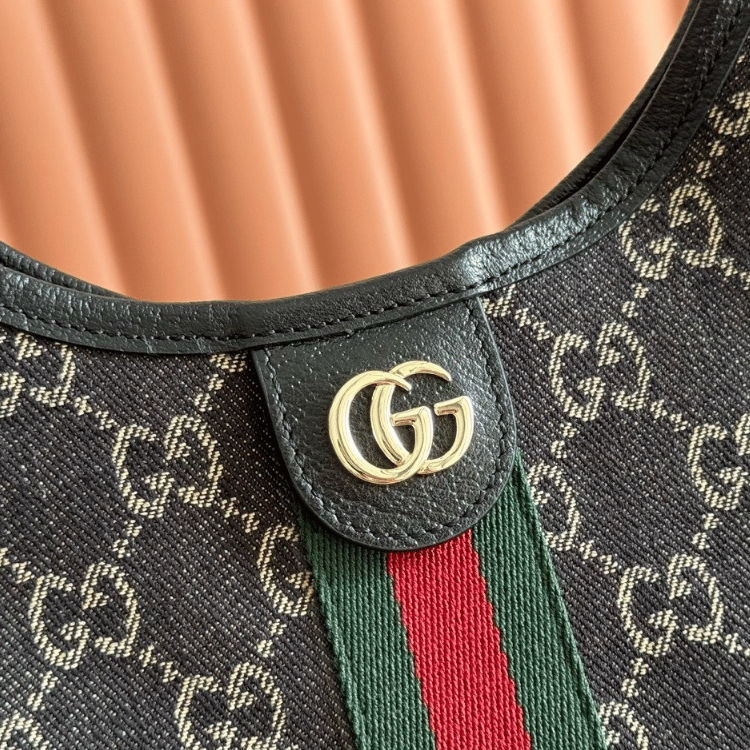 ‎Gucci Gg Ophidia Giglio Tote Shoulder Bag Black ‎9.8 Inches 853971 FAFYU 1155