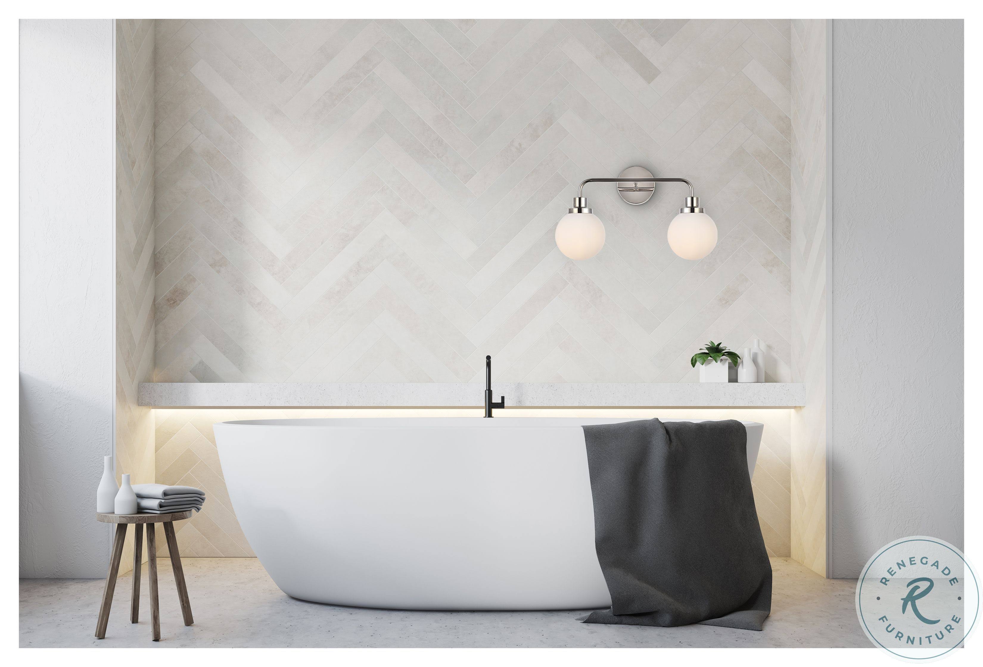 Elegant Hanson 2 Lights Bath Sconce in Polished Nickel with Frosted Shade LD7032W19PN