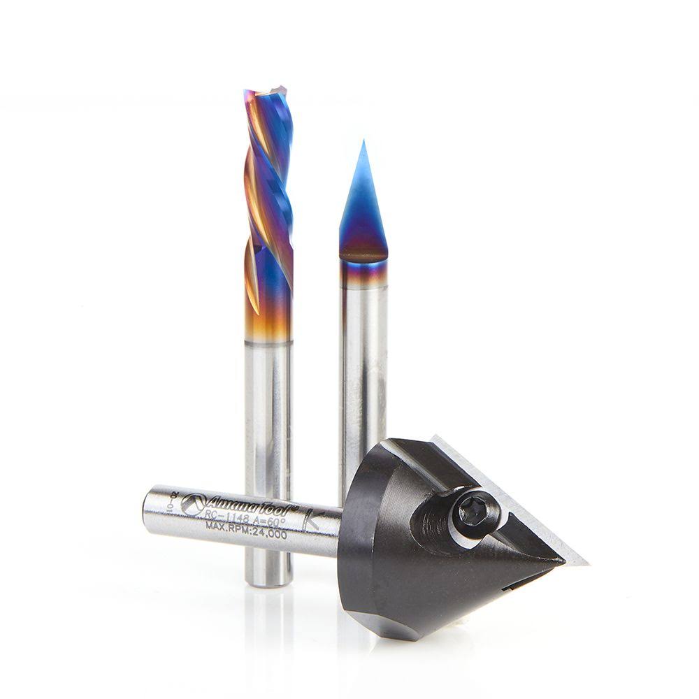 Amana Tool AMS-275 3-Pc CNC General Purpose Set, 1/4 inch Shank