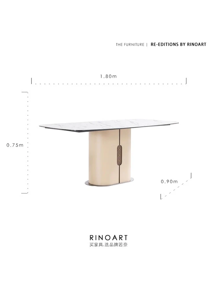 YA017 - New Chinese Living Room Long Table HERM@S Windbreaker Cream Marble Rock Table One Table Four Chairs Six Chairs