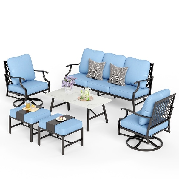 MAISON ARTS 6/7Piece Patio Conversation Sets,Sofa Set with 2/4 x Single Chairs,1 x 3seater Sofa and Coffee Table/Ottomans